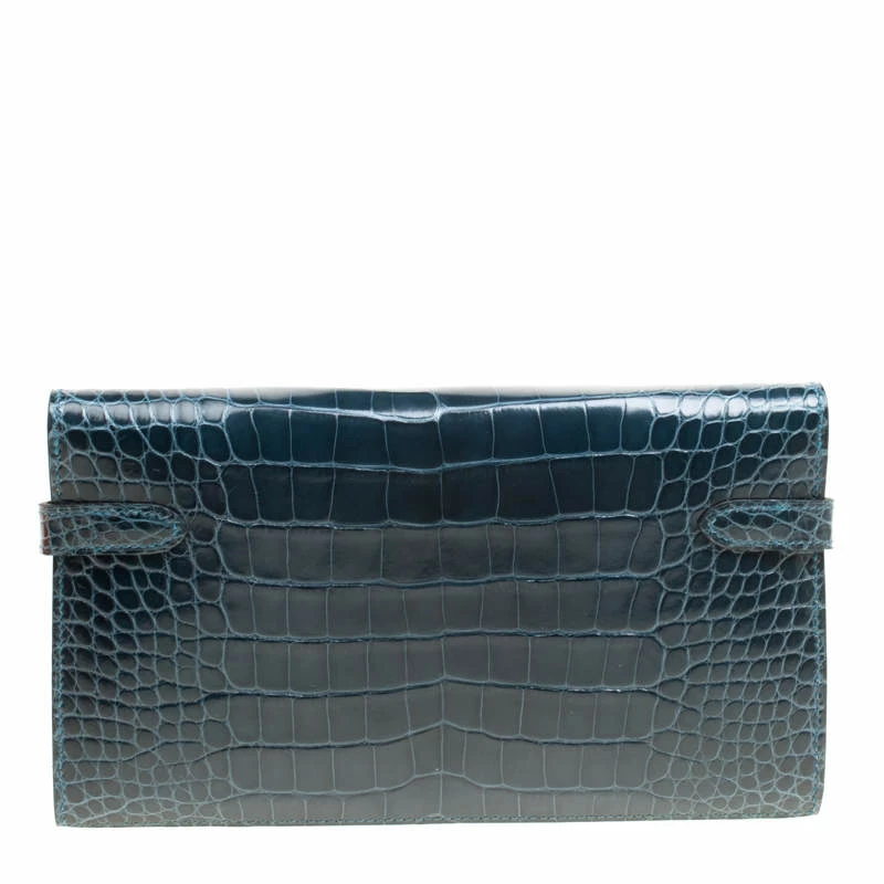 Hermes Royal Blue Alligator Long Kelly Wallet For Women 6 Hermes Royal Blue Alligator Long Kelly Wallet For Women - Image 4