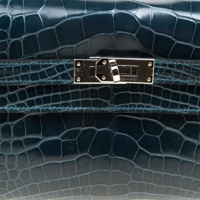 Hermes Royal Blue Alligator Long Kelly Wallet For Women 7 Hermes Royal Blue Alligator Long Kelly Wallet For Women - Image 5