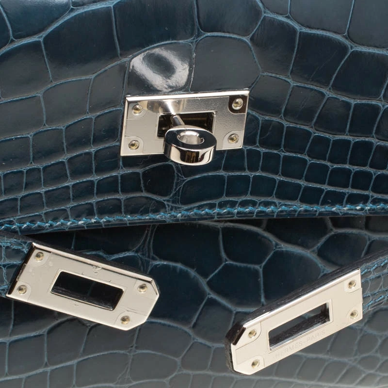 Hermes Royal Blue Alligator Long Kelly Wallet For Women 8 Hermes Royal Blue Alligator Long Kelly Wallet For Women - Image 6