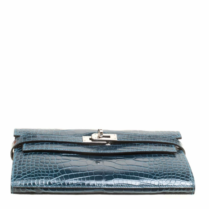 Hermes Royal Blue Alligator Long Kelly Wallet For Women 9 Hermes Royal Blue Alligator Long Kelly Wallet For Women - Image 7