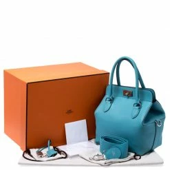 Hermes Aqua Swift Leather Palladium Hardware Toolbox 20 Satchel For Women -Deals Hermes Store luxury women hermes new handbags p241270 011