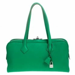 Hermes Bamboo Clemence Leather Victoria II Bag For Women