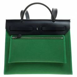 Hermes Green/Navy Blue Canvas And Leather Herbag Zip 31 Bag For Women -Deals Hermes Store luxury women hermes new handbags p246513 001