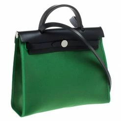 Hermes Green/Navy Blue Canvas And Leather Herbag Zip 31 Bag For Women -Deals Hermes Store luxury women hermes new handbags p246513 003