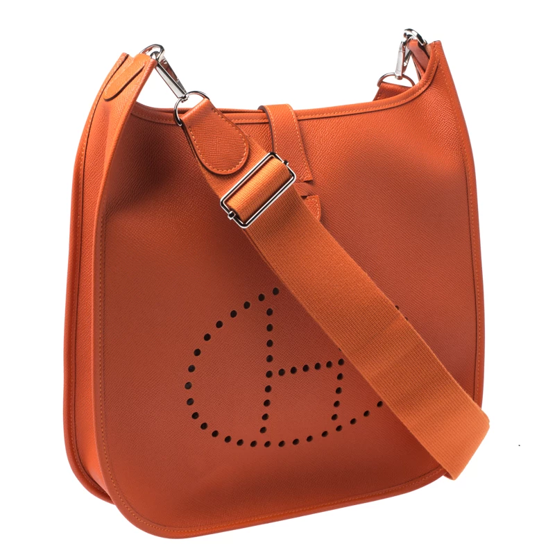 Hermes Orange Epsom Leather Evelyne III GM Bag For Women 5 Hermes Orange Epsom Leather Evelyne III GM Bag For Women - Image 3