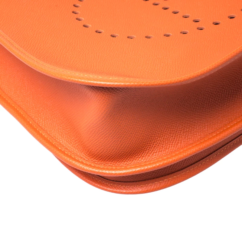 Hermes Orange Epsom Leather Evelyne III GM Bag For Women 13 Hermes Orange Epsom Leather Evelyne III GM Bag For Women - Image 11