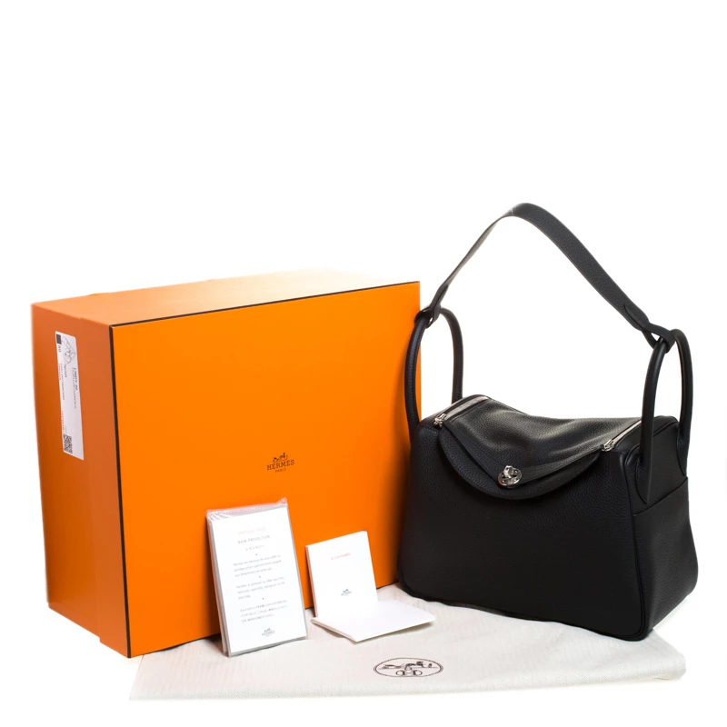 Hermes Black Taurillon Clemence Leather Lindy 30 Bag For Women 11 Hermes Black Taurillon Clemence Leather Lindy 30 Bag For Women - Image 9