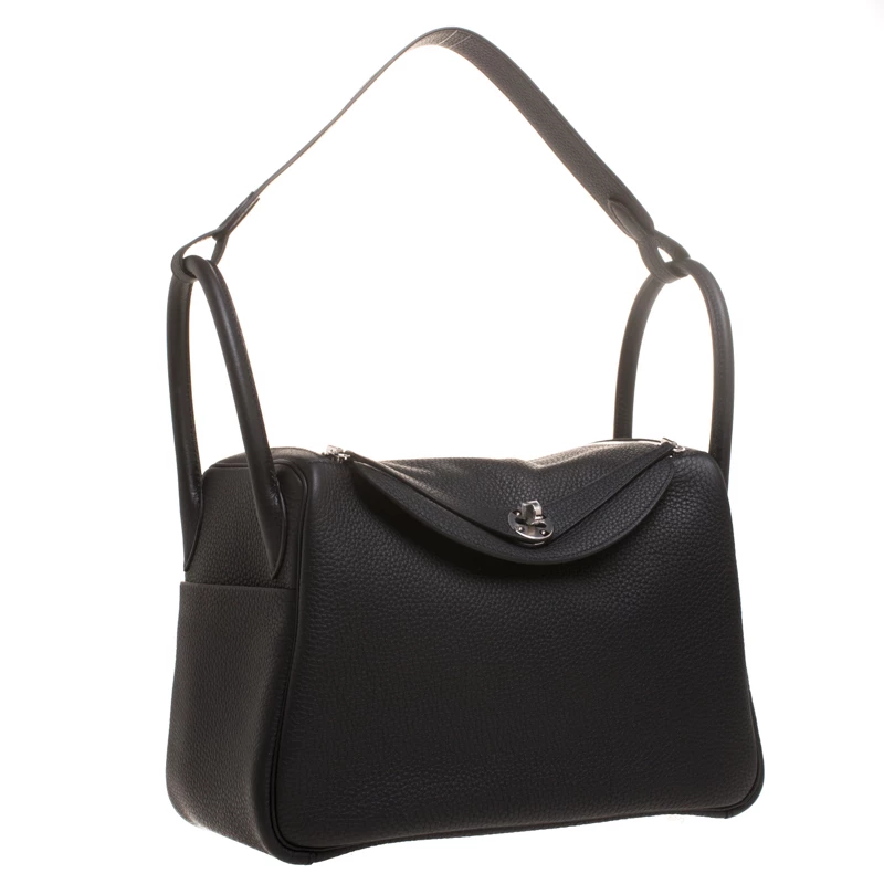 Hermes Black Taurillon Clemence Leather Lindy 30 Bag For Women 5 Hermes Black Taurillon Clemence Leather Lindy 30 Bag For Women - Image 3