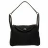 Hermes Black Taurillon Clemence Leather Lindy 30 Bag For Women
