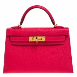 Hermes Red Vermillion Epsom Leather Gold Hardware Mini II Kelly Bag For Women