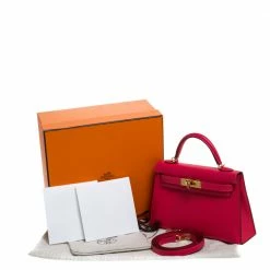 Hermes Red Vermillion Epsom Leather Gold Hardware Mini II Kelly Bag For Women -Deals Hermes Store luxury women hermes new handbags p275614 007