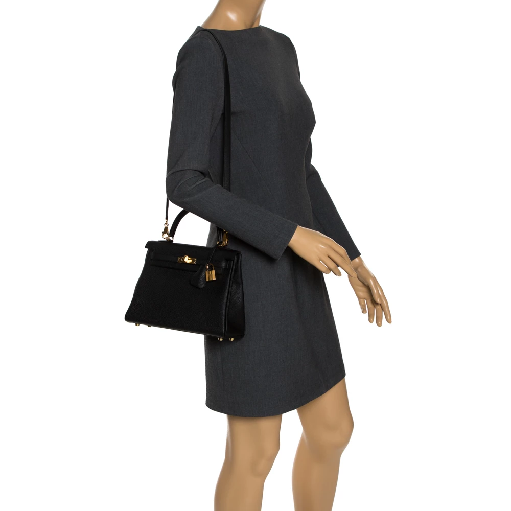 Hermes Black Togo Leather Gold Hardware Kelly Retourne 25 Bag For Women 4 Hermes Black Togo Leather Gold Hardware Kelly Retourne 25 Bag For Women - Image 2
