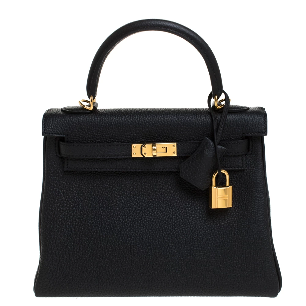 Hermes Black Togo Leather Gold Hardware Kelly Retourne 25 Bag For Women 3 Hermes Black Togo Leather Gold Hardware Kelly Retourne 25 Bag For Women