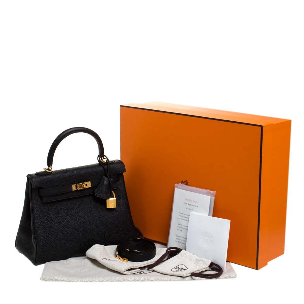 Hermes Black Togo Leather Gold Hardware Kelly Retourne 25 Bag For Women 13 Hermes Black Togo Leather Gold Hardware Kelly Retourne 25 Bag For Women - Image 11
