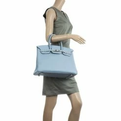 Hermes Blue Lin Clemence Leather Birkin 35 CM For Women -Deals Hermes Store luxury women hermes new handbags p28879 002