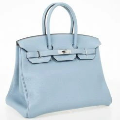 Hermes Blue Lin Clemence Leather Birkin 35 CM For Women -Deals Hermes Store luxury women hermes new handbags p28879 003