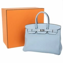 Hermes Blue Lin Clemence Leather Birkin 35 CM For Women -Deals Hermes Store luxury women hermes new handbags p28879 016