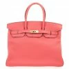 Hermes Rose Jaipur Clemence Birkin Bag 35 CM For Women