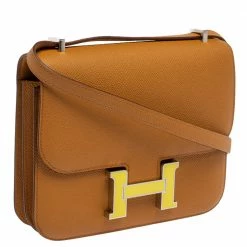 Hermes Sesame Epsom Leather Mini Enamel Lacquer Hardware Constance Bag With Twilly For Women -Deals Hermes Store luxury women hermes new handbags p360119 014