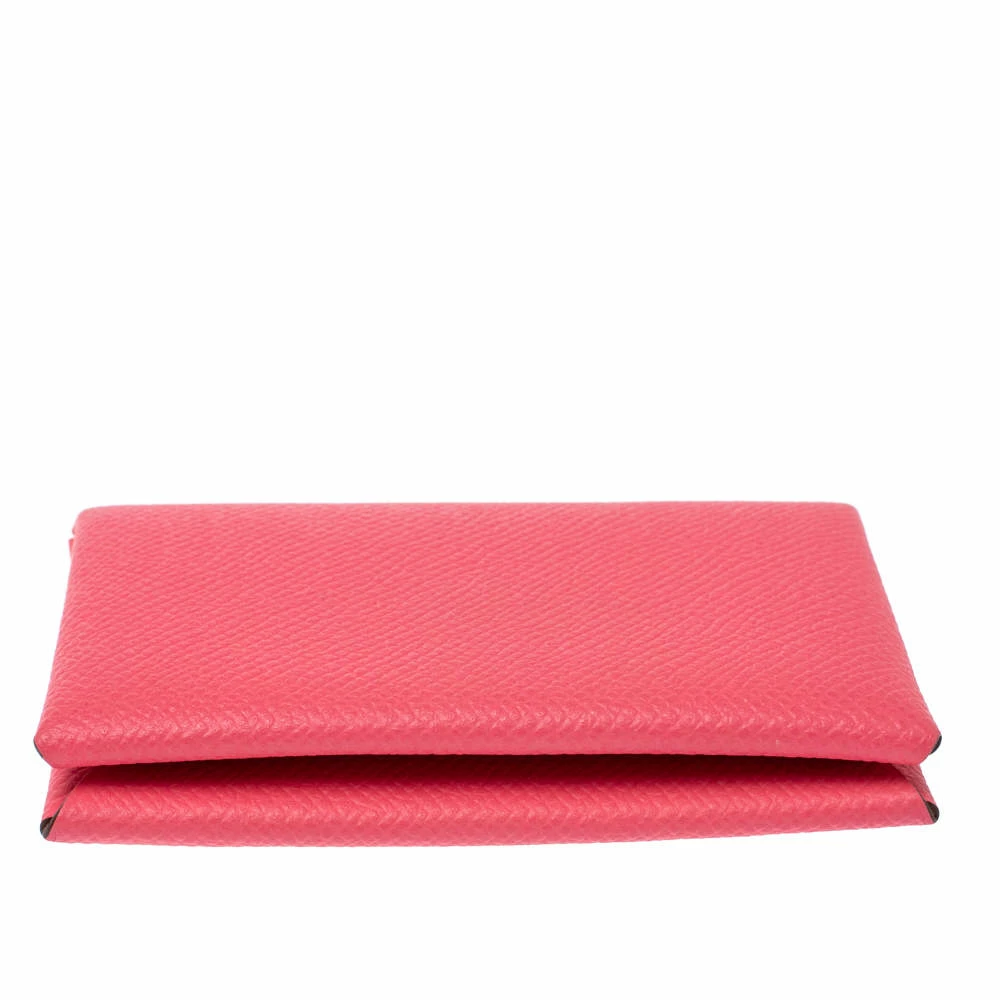 Hermes Rose Azalee Epsom Leather Calvi Card Holder For Women 8 Hermes Rose Azalee Epsom Leather Calvi Card Holder For Women - Image 6