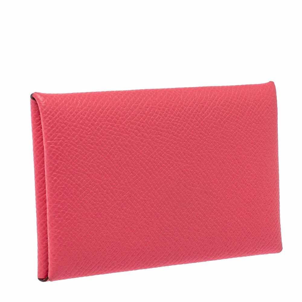 Hermes Rose Azalee Epsom Leather Calvi Card Holder For Women 5 Hermes Rose Azalee Epsom Leather Calvi Card Holder For Women - Image 3