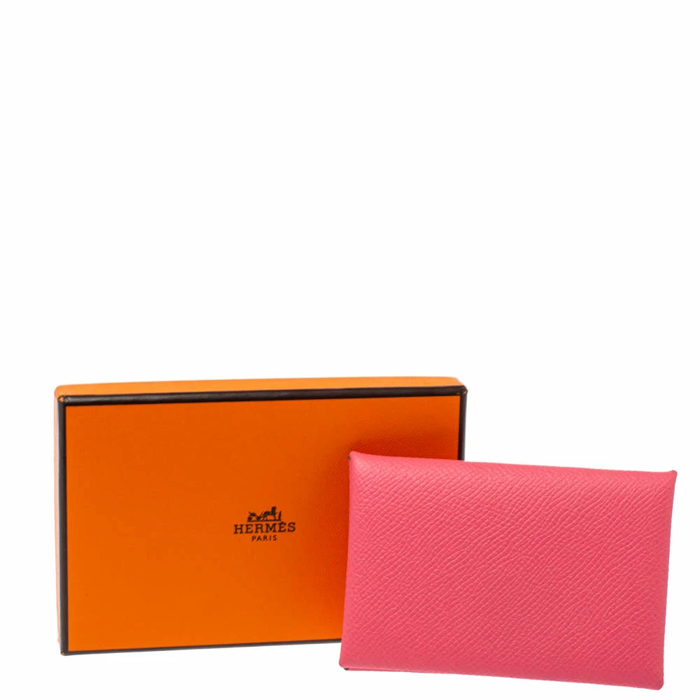 Hermes Rose Azalee Epsom Leather Calvi Card Holder For Women 11 Hermes Rose Azalee Epsom Leather Calvi Card Holder For Women - Image 9