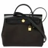 Hermes Black/Ebene Canvas And Leather Herbag Zip 31 Bag For Women