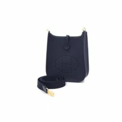 Hermes Blue Clemence Leather Evelyne TPM Bag For Women -Deals Hermes Store luxury women hermes new handbags p400508 002