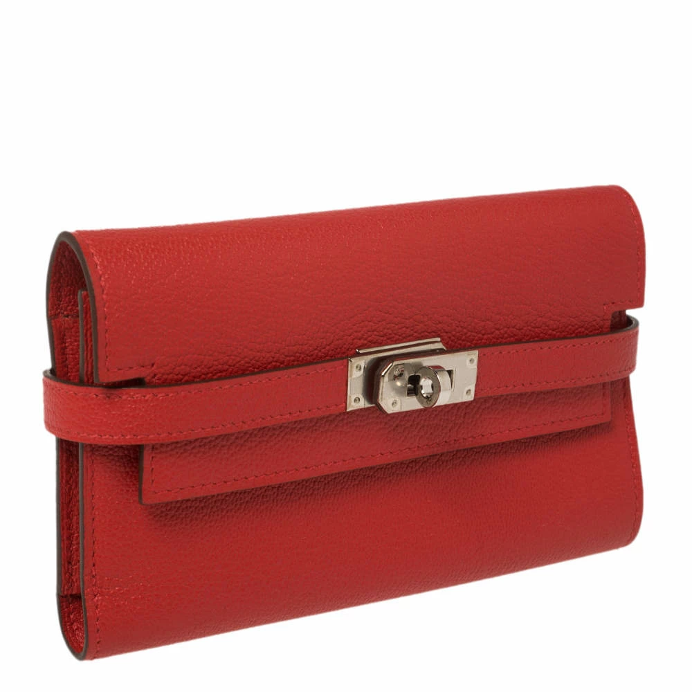 Hermes Rouge Casaque Evercolor Leather Kelly Depliant Medium Wallet For Women 6 Hermes Rouge Casaque Evercolor Leather Kelly Depliant Medium Wallet For Women - Image 4