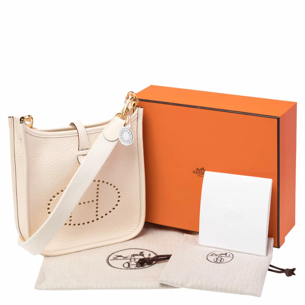 Hermes Nata/Craie Taurillon Clemence Leather Evelyne TPM Bag For Women 12 Hermes Nata/Craie Taurillon Clemence Leather Evelyne TPM Bag For Women - Image 10