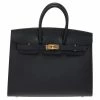 Hermes Black Epsom Leather Gold Plated Birkin Sellier 25 Bag For Women -Deals Hermes Store luxury women hermes new handbags p498682 003