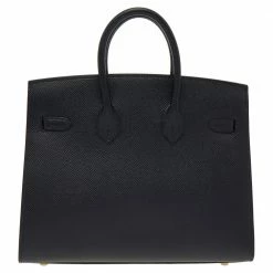 Hermes Black Epsom Leather Gold Plated Birkin Sellier 25 Bag For Women -Deals Hermes Store luxury women hermes new handbags p498682 006