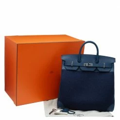 Hermes Blue De Presse/Blue Royale Vache Liegee Leather And Wool Palladium Hardware HAC Birkin 40 Bag For Women -Deals Hermes Store luxury women hermes new handbags p505137 002