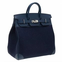 Hermes Blue De Presse/Blue Royale Vache Liegee Leather And Wool Palladium Hardware HAC Birkin 40 Bag For Women -Deals Hermes Store luxury women hermes new handbags p505137 007