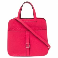 Hermes Rose Extreme Clemence Palladium Plated Halzan 25 For Women