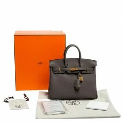 Hermes Gris Etain Togo Leather Gold Plated Birkin 25 Bag For Women -Deals Hermes Store luxury women hermes new handbags p549933 1638097169 001