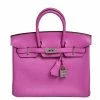 Hermes Magnolia/Capucine Taurillon Novillo Leather Palladium Plated Birkin 25 Bag For Women