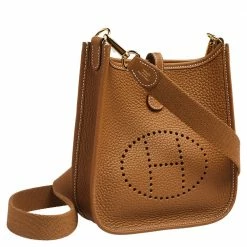 Hermes Gold Taurillon Clemence Leather Evelyne TPM Bag For Women -Deals Hermes Store luxury women hermes new handbags p557769 006