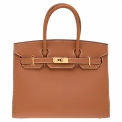 Hermes Gold Madame Leather Gold Plated Birkin 30 Bag For Women