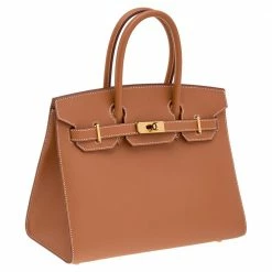 Hermes Gold Madame Leather Gold Plated Birkin 30 Bag For Women -Deals Hermes Store luxury women hermes new handbags p560612 013