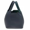 Hermes Vert Cypress/Blue Nuit/Noir Taurillon Clemence Leather Picotin Lock 18 Bag For Women