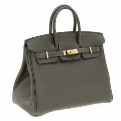 Hermes Vert De Gris Togo Leather Gold Finished Birkin 25 Bag For Women -Deals Hermes Store luxury women hermes new handbags p563070 008
