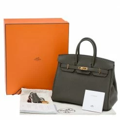 Hermes Vert De Gris Togo Leather Gold Finished Birkin 25 Bag For Women -Deals Hermes Store luxury women hermes new handbags p563070 013