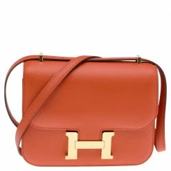 Hermes Hermés Terre Battue Epsom Leather Constance 18 Bag For Women