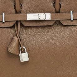 Hermes Taupe Mousse Clemence Leather Palladium Finished Birkin 30 Bag For Women -Deals Hermes Store luxury women hermes new handbags p563324 006