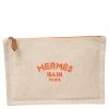 Hermes Bain Beige/White Cotton Canvas New Yachting Case Small Pouch For Women -Deals Hermes Store luxury women hermes new handbags p564896 010