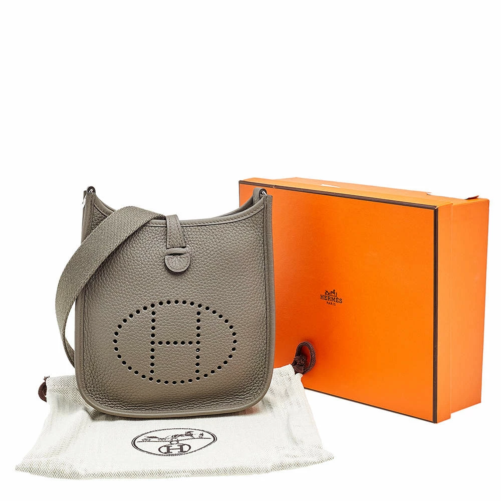 Hermes Etain Taurillon Clemence Leather Evelyne TPM Bag For Women 11 Hermes Etain Taurillon Clemence Leather Evelyne TPM Bag For Women - Image 9