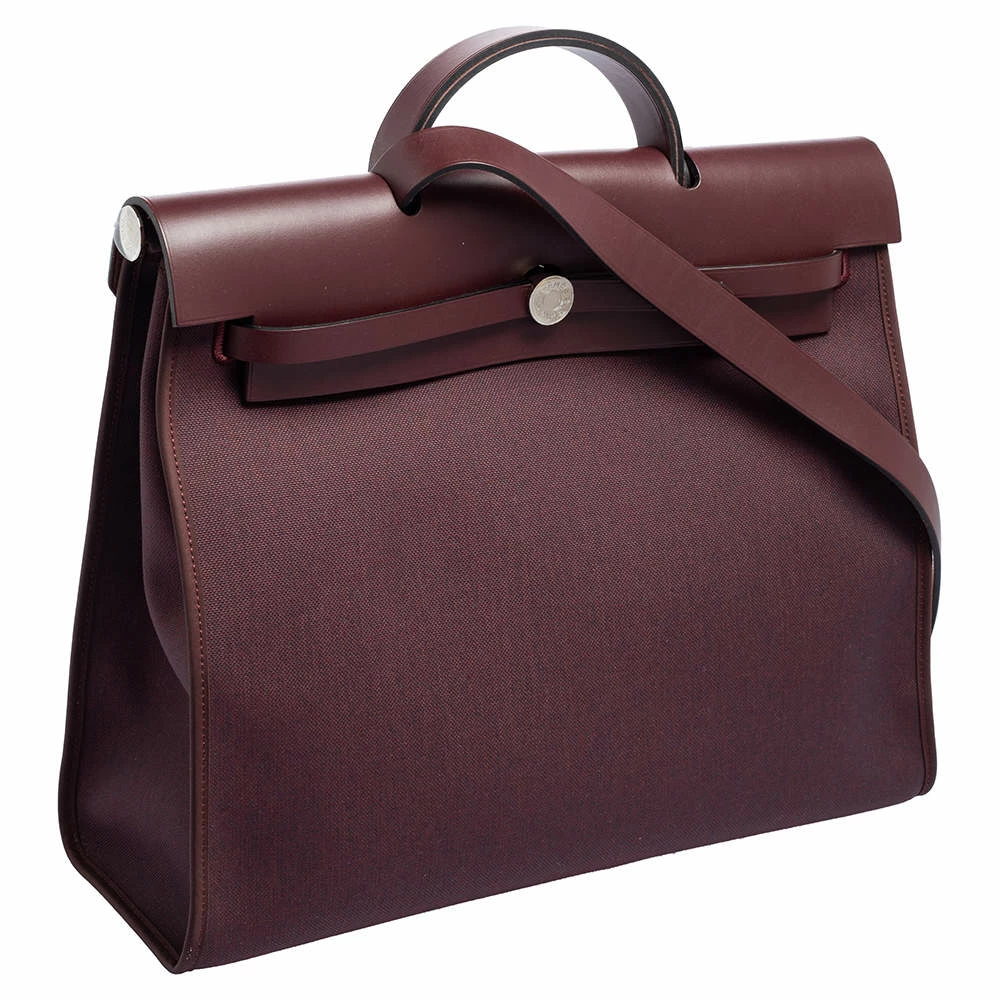 Hermes Prune Militaire Canvas And Leather Herbag Zip 39 Bag For Women 5 Hermes Prune Militaire Canvas And Leather Herbag Zip 39 Bag For Women - Image 3