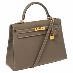 Hermes Etoupey Epsom Leather Gold Plated Kelly Sellier 32 Bag For Women -Deals Hermes Store luxury women hermes new handbags p595192 008