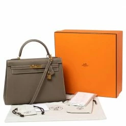 Hermes Etoupey Epsom Leather Gold Plated Kelly Sellier 32 Bag For Women -Deals Hermes Store luxury women hermes new handbags p595192 010